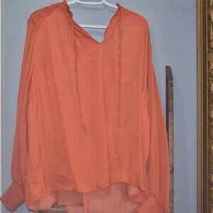 Women's Joie Silk Orange Blouse Top Size 2XL